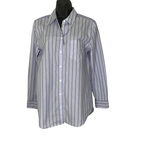 Equipment Femme 100% Cotton Blue & White Striped Button Down Shirt Size S - Picture 2 of 6
